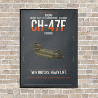 Thumbnail for Boeing CH-47F Chinook vertical canvas print - framed - gray background
