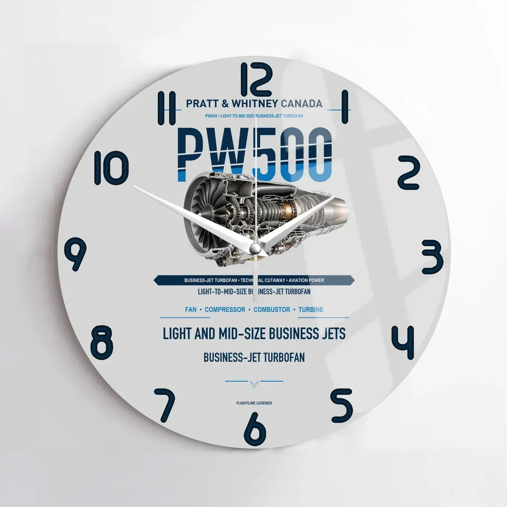 PW500 design on light gray no frame wall clock