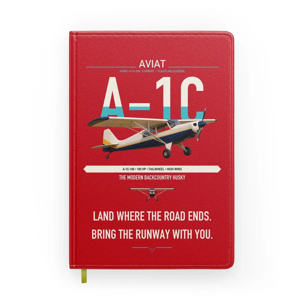Aviat Husky A-1C-180 design on red notebook