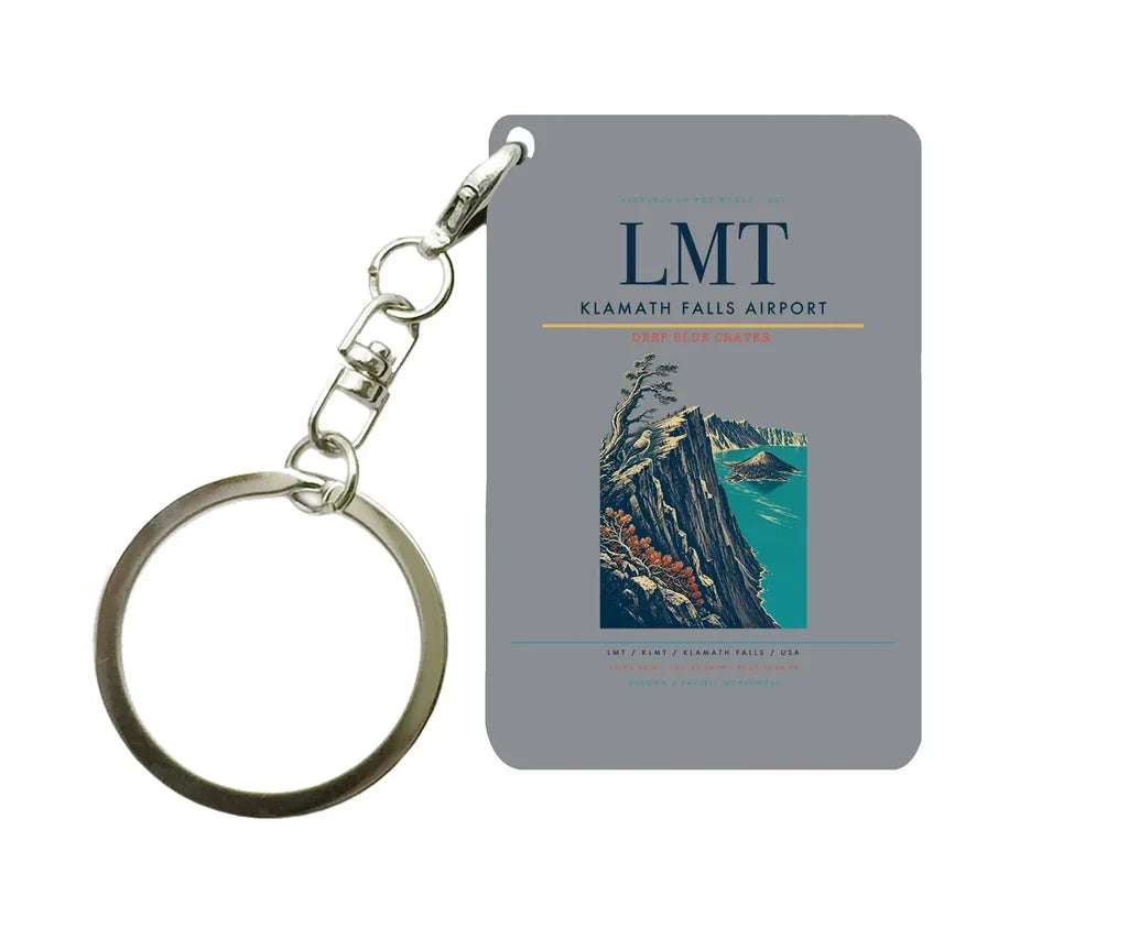 Klamath Falls Airport (LMT) design on gray key chain