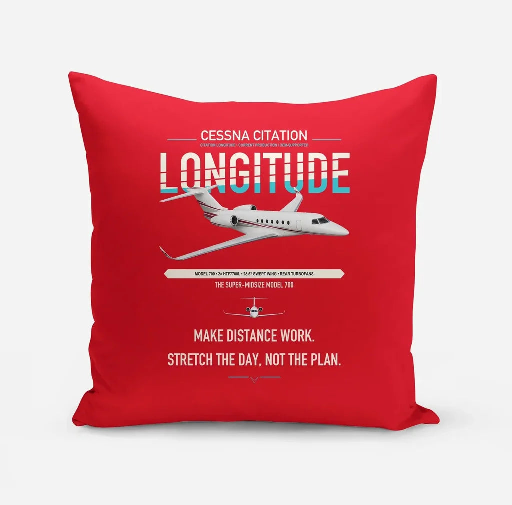 Cessna Citation Longitude design on red pillow