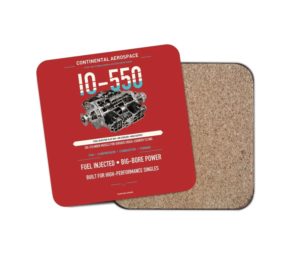 IO-550 design on red 1 piece coaster