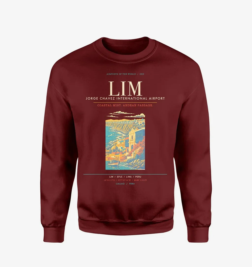 Lima Jorge Chavez International Airport LIM Sweatshirt - Wine Red