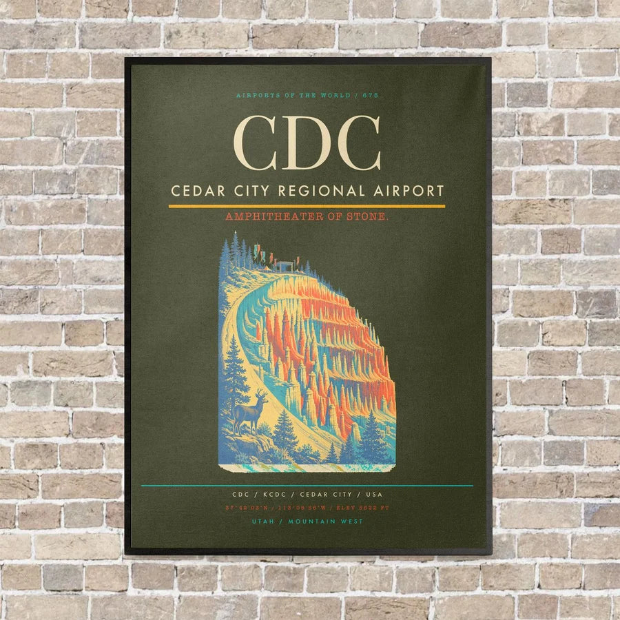 Cedar City Regional Airport CDC - Canvas Framed - Green Army