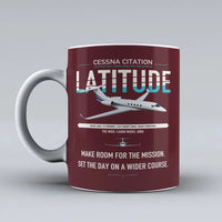 Thumbnail for Cessna Citation Latitude design on dark red ceramic mug, double-side print