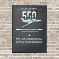 Thumbnail for Cessna Citation 550 - Citation II vertical canvas print - framed - gray background