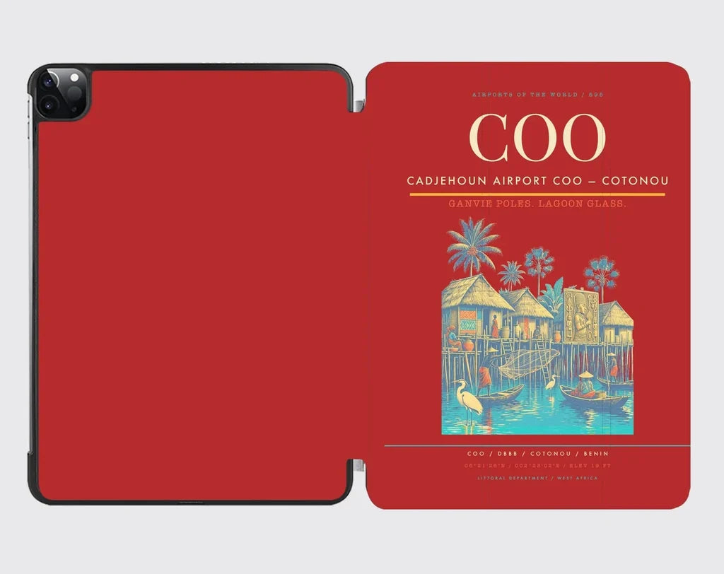 Cadjehoun Airport (COO) design on red ipad tablet case