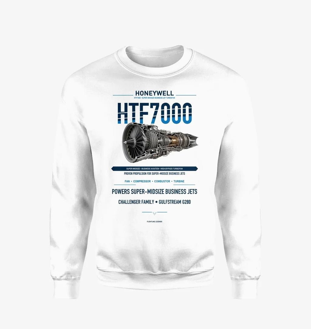 HTF7000 design on white sweatshirt