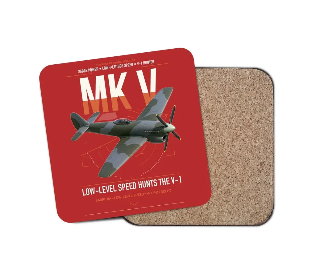 Hawker Tempest Mk V design on red 1 piece coaster