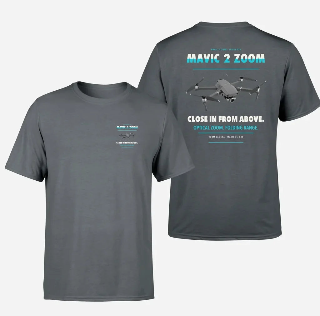 DJI Mavic 2 Zoom design on gray t shirt