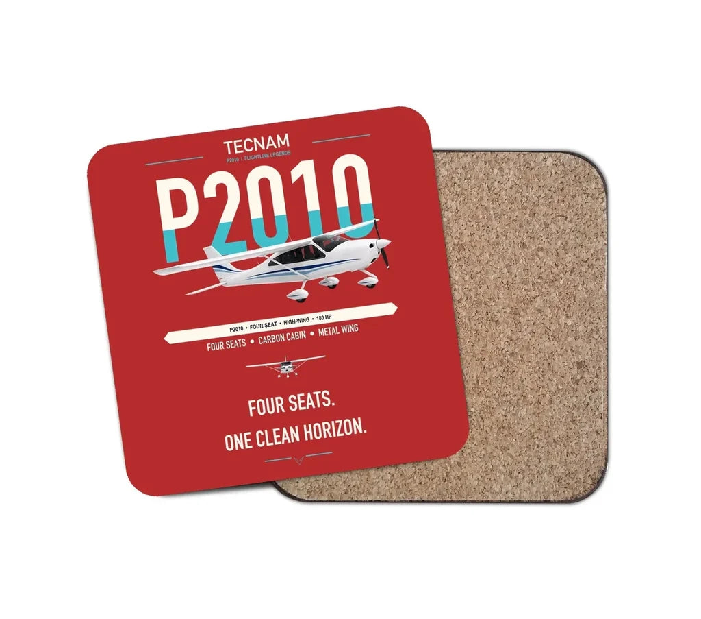 Tecnam P2010 design on red 1 piece coaster