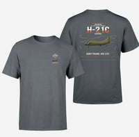 Thumbnail for Piasecki H-21C Shawnee design on gray t-shirt, double-side print