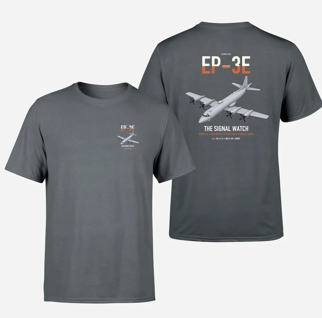 EP-3E ARIES II design on gray double-side t-shirt, double-side print