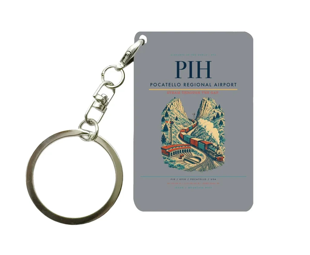 Pocatello Regional Airport (PIH) design on gray key chain