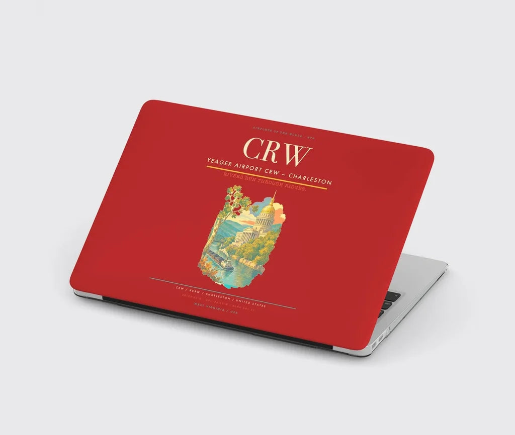 Yeager Airport (CRW) design on red MacBook case