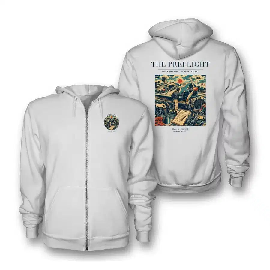 VINTAGE G4138 - The Preflight - Premium Zipped Hoodie design on white