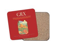 Thumbnail for Federico García Lorca Granada-Jaén Airport (GRX) design on red 1 piece coaster