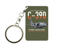 Thumbnail for C-390 Millennium design on green army designed key chain, double-side print