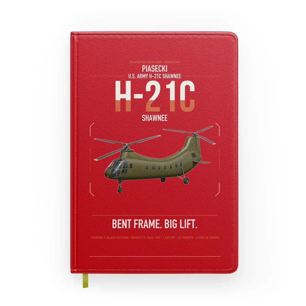 Piasecki H-21C Shawnee design on red notebook