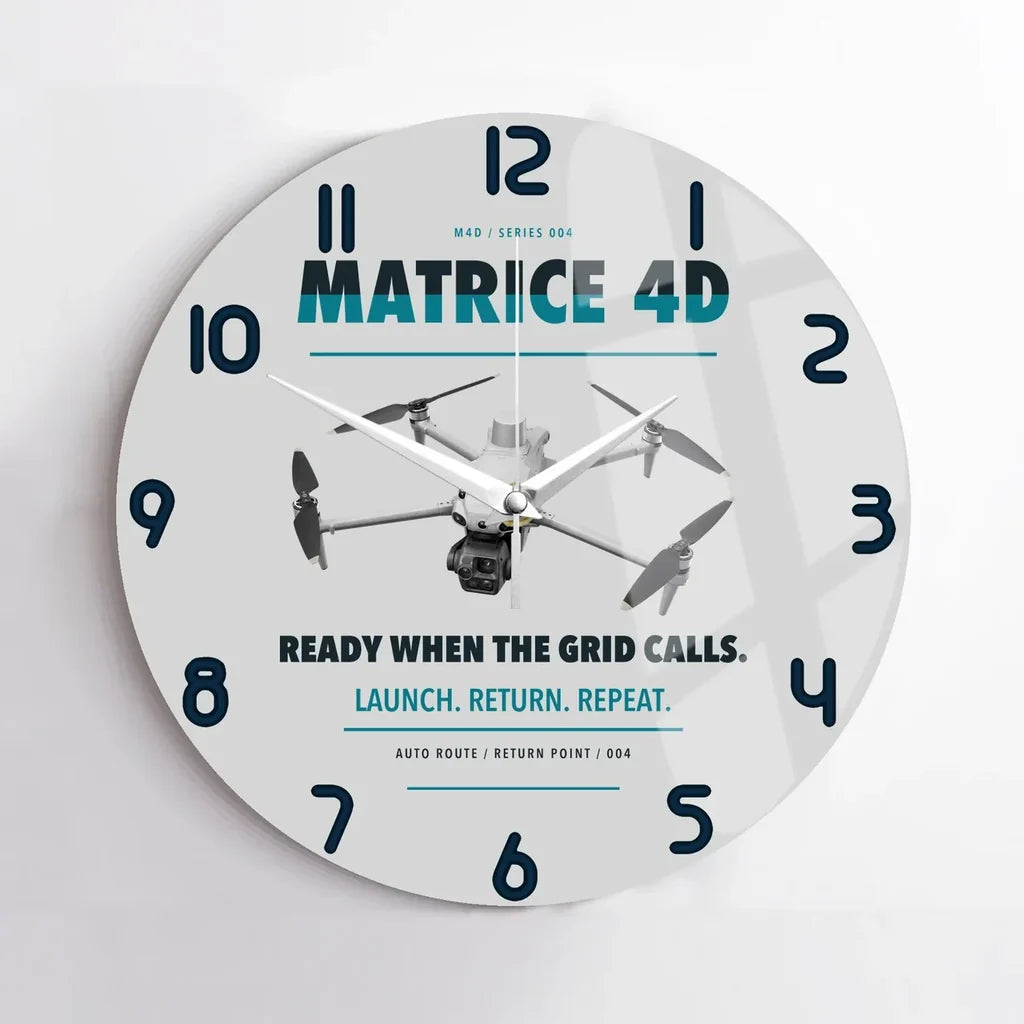 DJI Matrice 4D design on light gray no frame wall clock