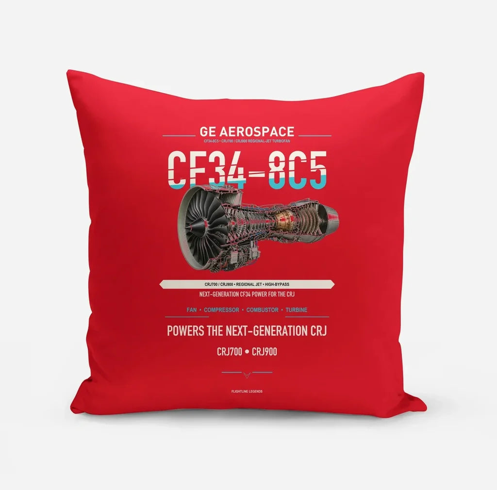 CF34-8C5 design on red pillow
