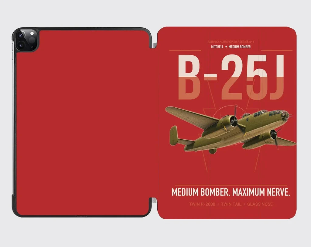 B-25J Mitchell design on red ipad tablet case