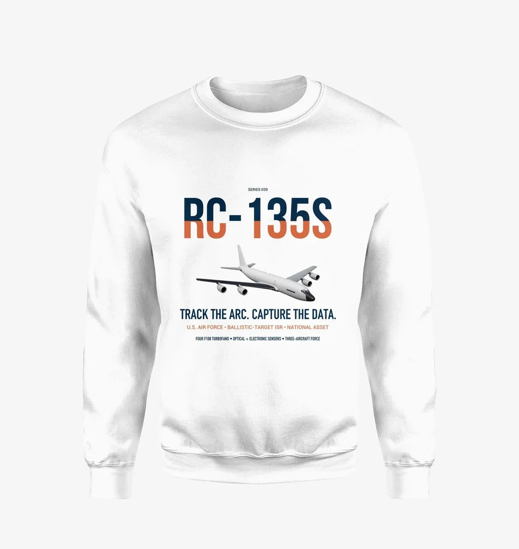 RC-135S Cobra Ball design on white sweatshirt