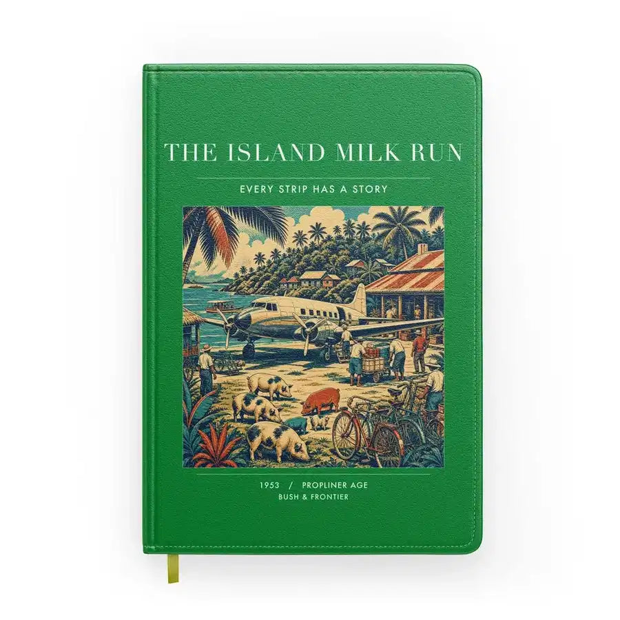 VINTAGE G4084 - The Island Milk Run - Designed Notebooks design on green