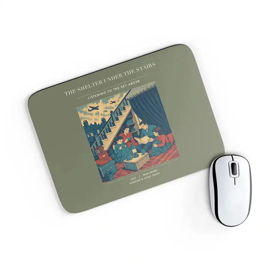 VINTAGE G4533 - The Shelter Under The Stairs - Designed Mouse Pads design on greenarmy rectangle