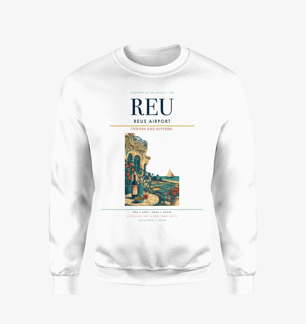 Reus Airport (REU) design on white sweatshirt