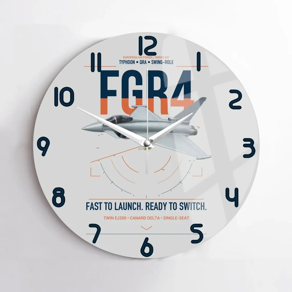 Eurofighter Typhoon FGR4 design on light gray no frame wall clock
