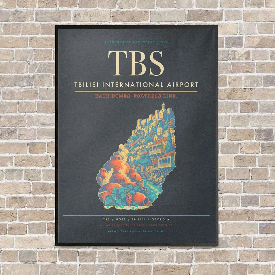 Tbilisi International Airport TBS vertical canvas print - framed - gray background