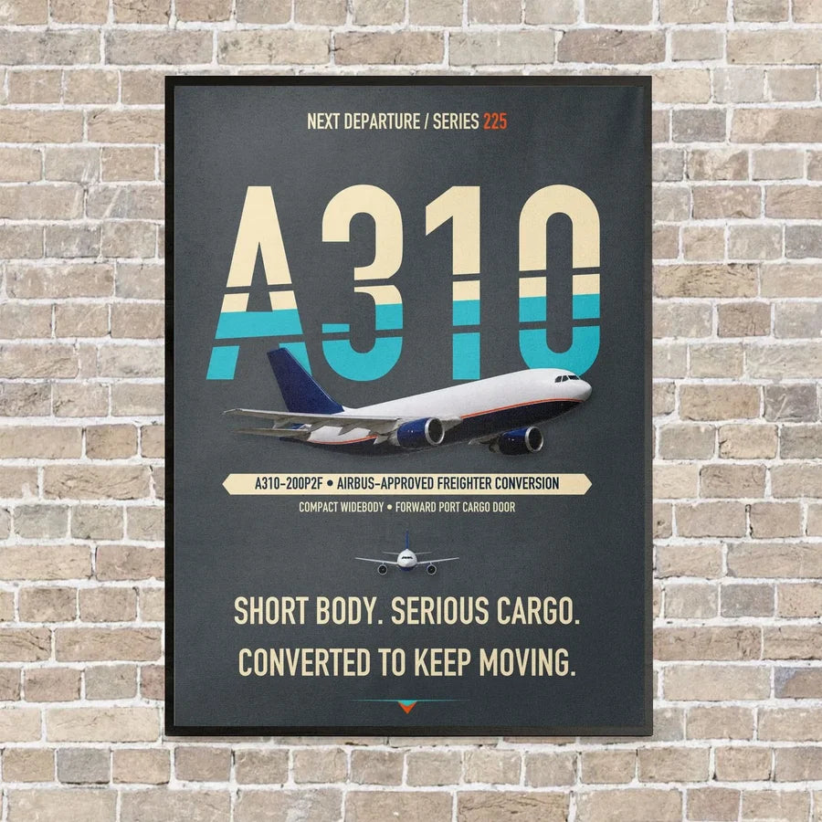 Airbus A310-200P2F vertical canvas print - framed - gray background