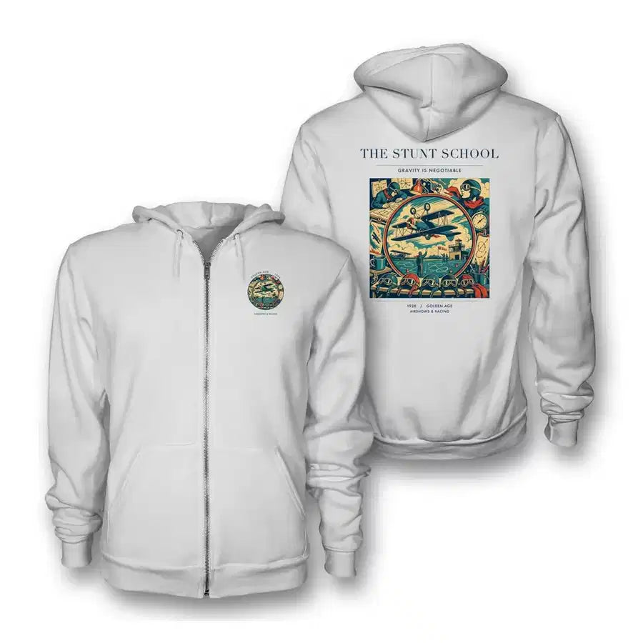 VINTAGE G4044 - The Stunt School - Premium Zipped Hoodie design on white