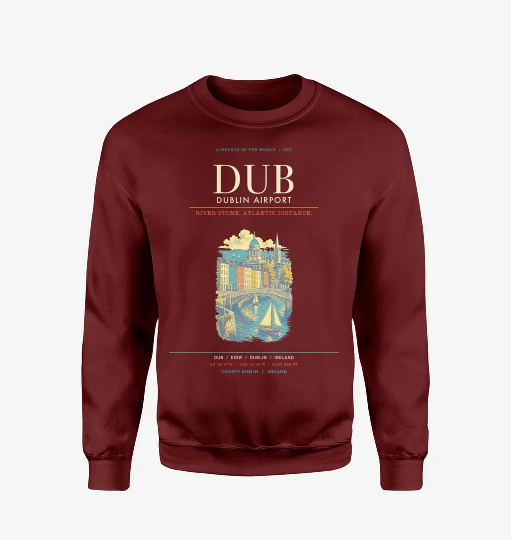 Dublin Airport DUB Sweatshirt - Wine Red