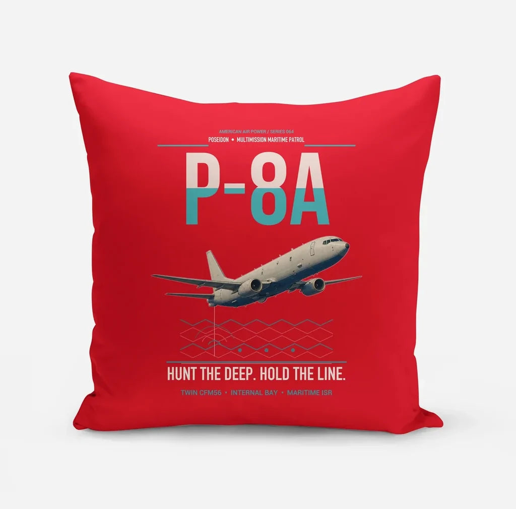 P-8A Poseidon design on red pillow