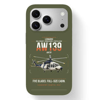 Thumbnail for Leonardo AW139 design on green army magsafe iphone case, for iPhone 17 Pro