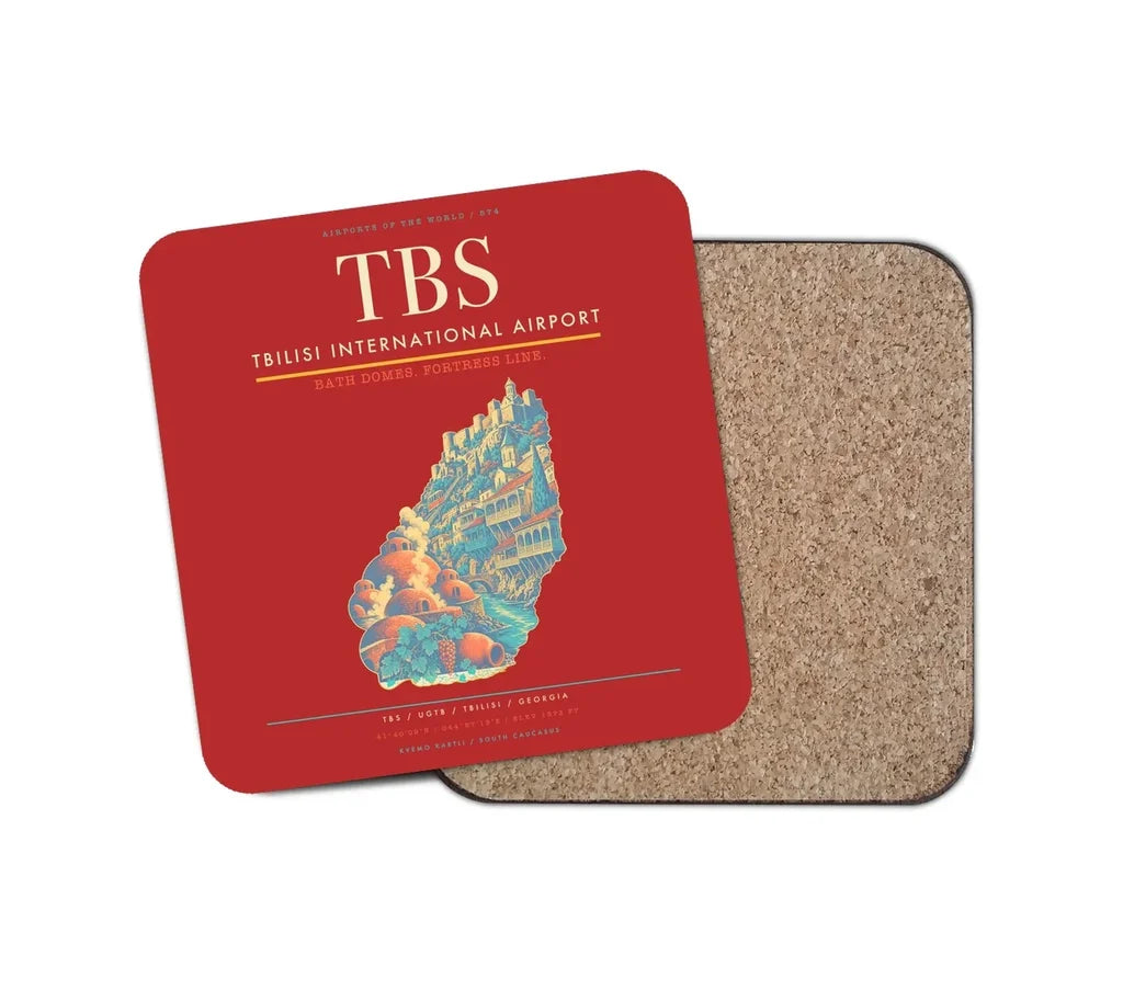 Tbilisi International Airport (TBS) design on red 1 piece coaster