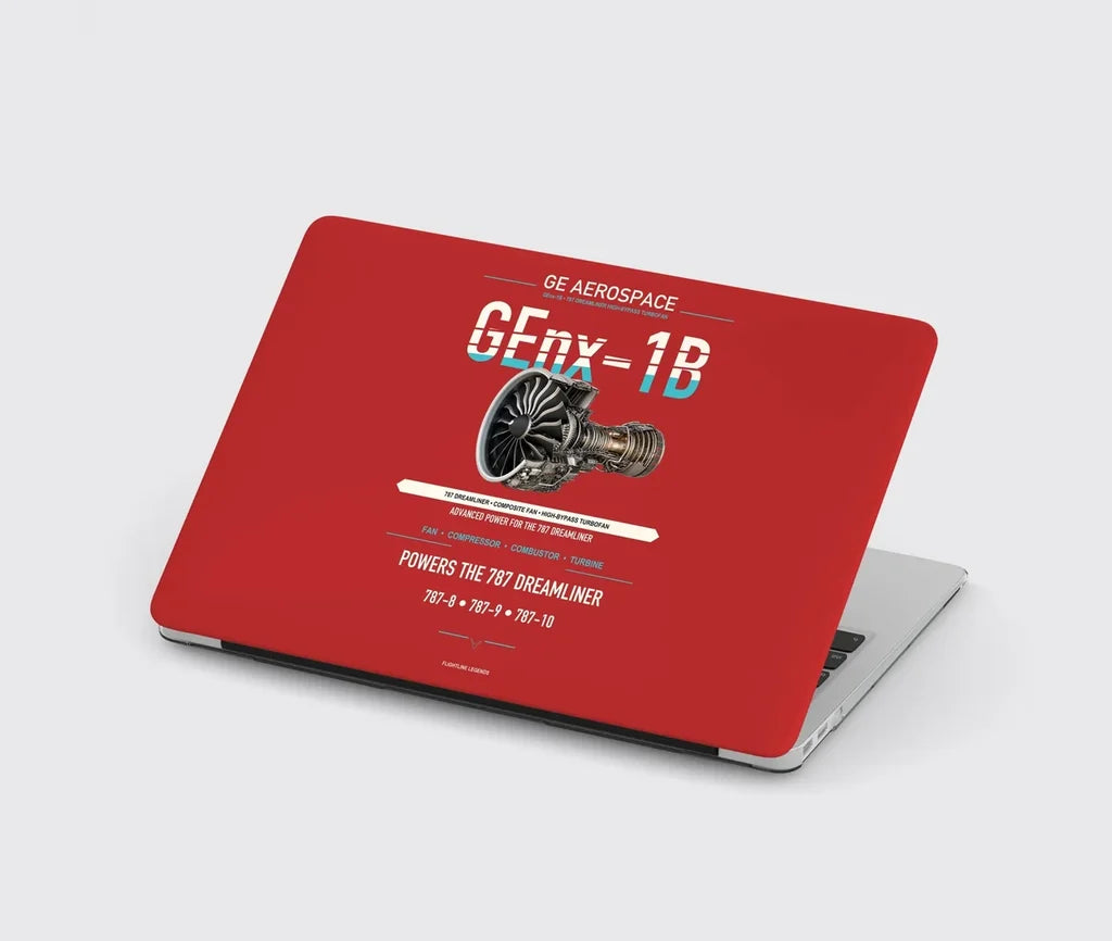GEnx-1B design on red MacBook case