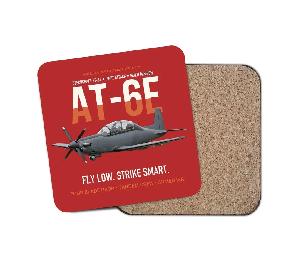 AT-6E Wolverine Light Attack design on red 1 piece coaster