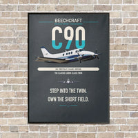 Thumbnail for Beechcraft King Air C90 vertical canvas print - framed - gray background