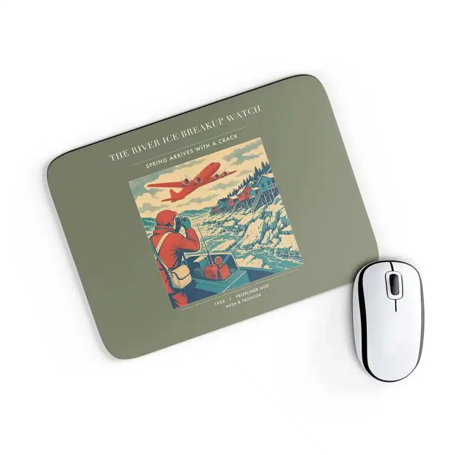 VINTAGE G4491 - The River Ice Breakup Watch - Designed Mouse Pads design on greenarmy rectangle