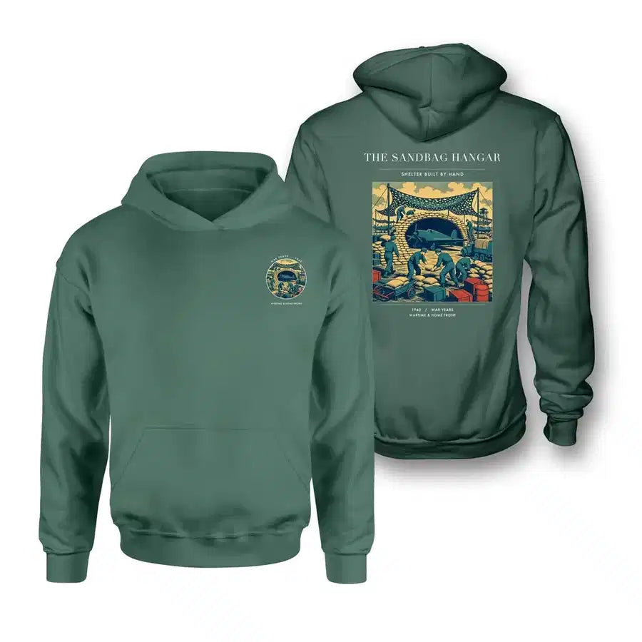 VINTAGE G4505 - The Sandbag Hangar - Double-Side Hoodie design on green double side