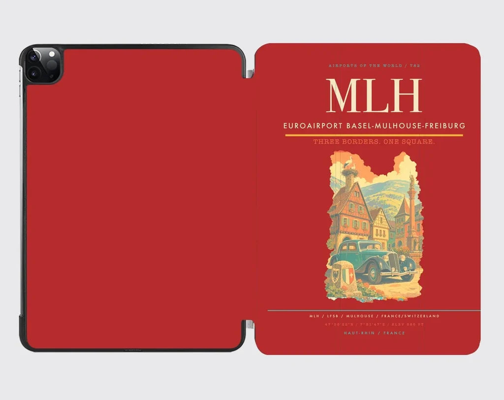 EuroAirport Basel-Mulhouse-Freiburg (MLH) design on red ipad tablet case