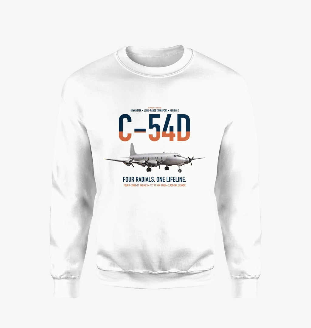 C-54D Skymaster design on white sweatshirt