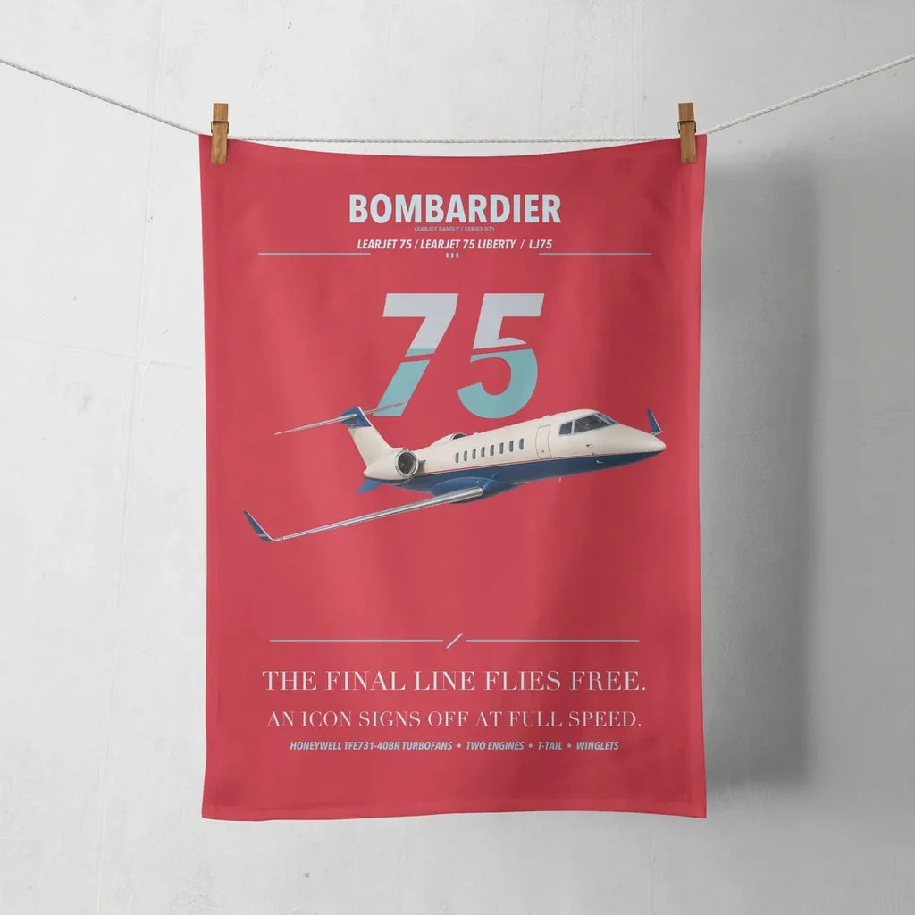 Bombardier Learjet 75 Liberty design on red towel