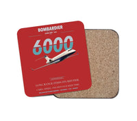 Thumbnail for Bombardier Global 6000 design on red 1 piece coaster