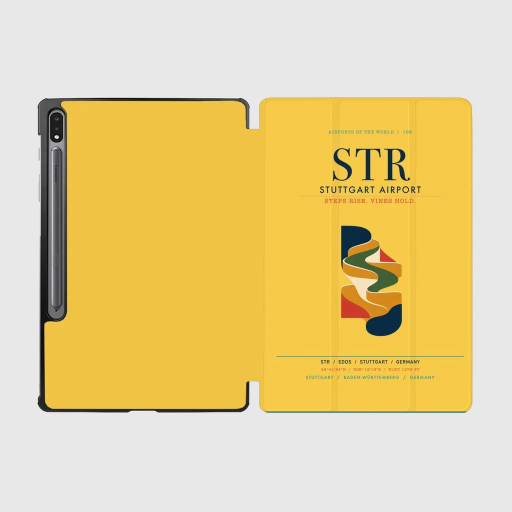 Stuttgart Airport (STR) design on yellow samsung tablet tablet case