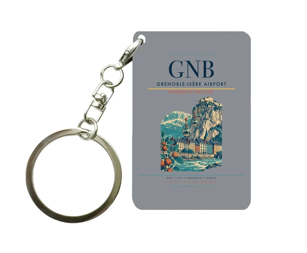 Grenoble-Isère Airport (GNB) design on gray key chain