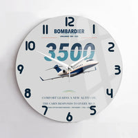 Thumbnail for Bombardier Challenger 3500 design on light gray no frame wall clock